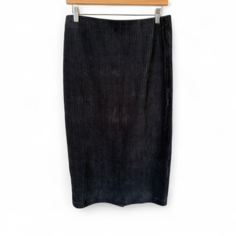 J. Jill Black Ribbed Knit Midi Skirt Women’s Small Pull-On Stretch Pencil Skirt‎ - Picture 5 of 6